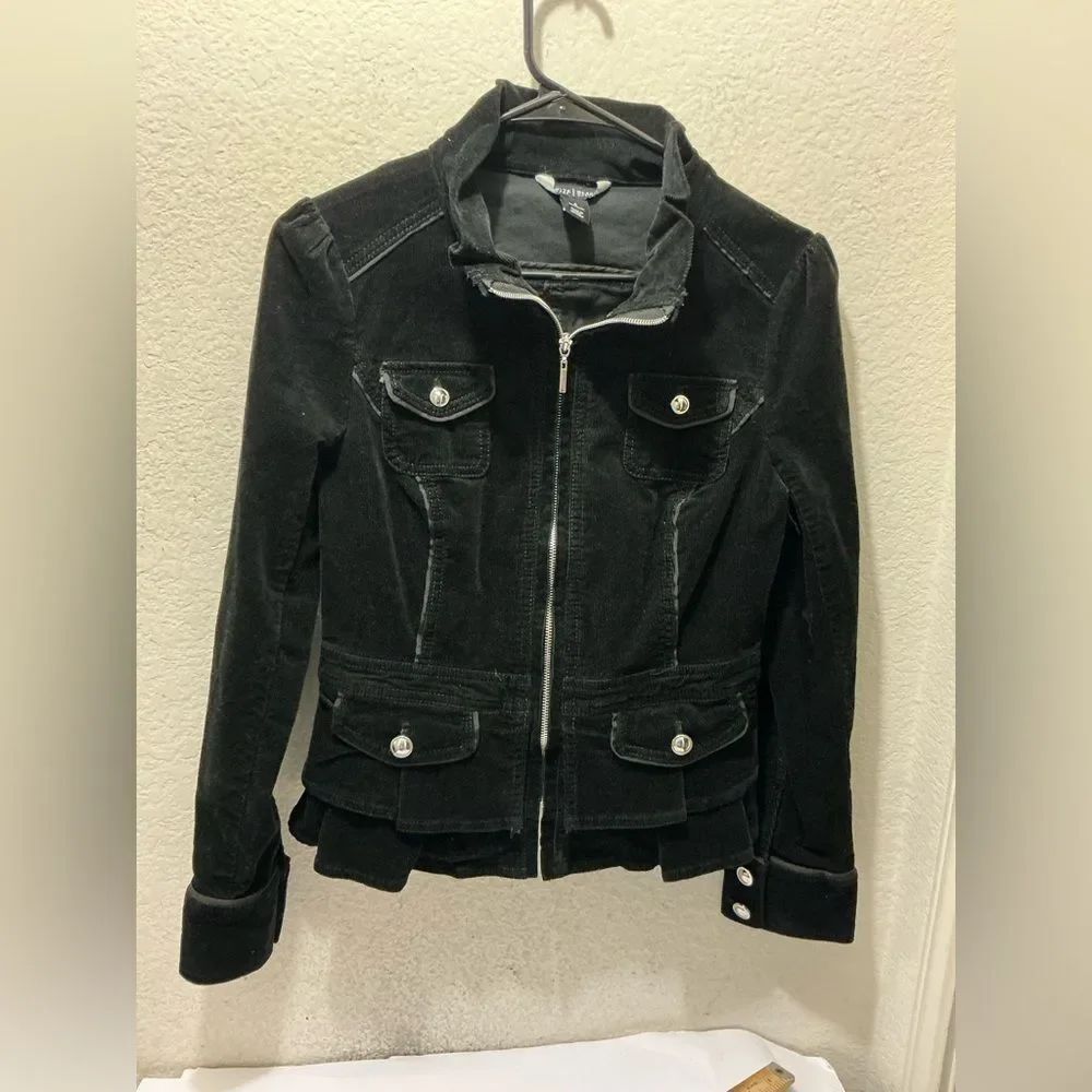 White House Black Market Corduroy Blazer Jacket Women's Size 4 Black Long Sleeve